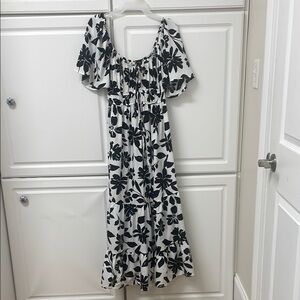 Blush Black and White Floral Maxi Dress